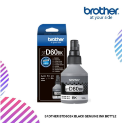 Brother BTD60BK Black Genuine Ink Bottle RM 33.00  Black Ink (Ultra High Yield)  Approx. 6500 pages  SKU: BRO BTD60BK Categories: BROTHER, INK CARTRIDGE / RIBBON